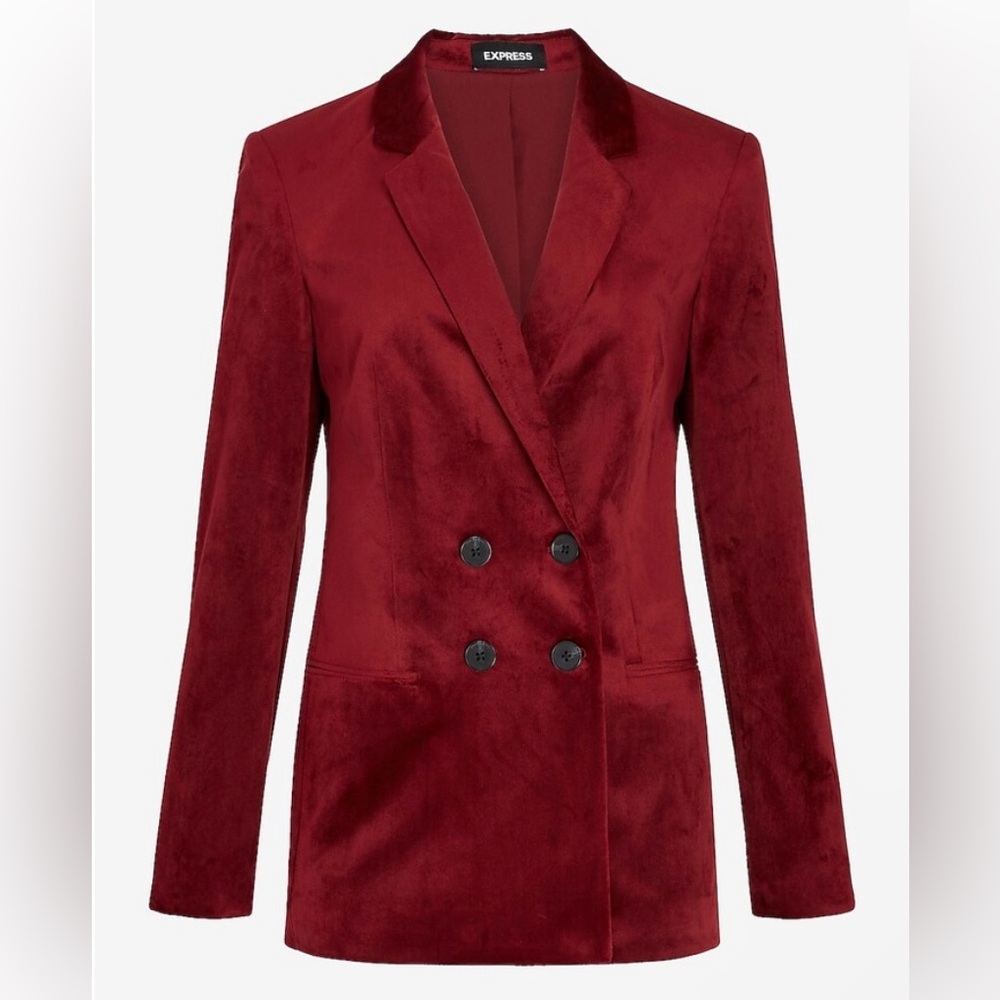 EXPRESS Double Breasted Velvet Blazer - Picture 3 of 8